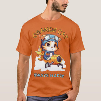 Orange Katze immer glücklich T-Shirt