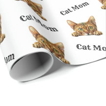 Orange Katze Mama Wasserfarbe Abessinier Muster 
