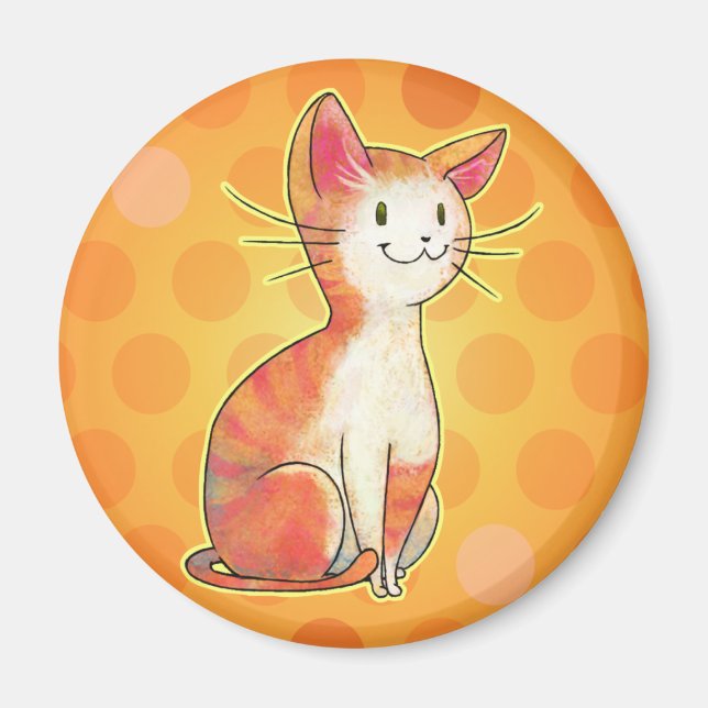 Orange Katze mit Dot Magnet (Vorne)