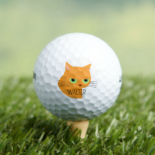 Orange Katze mit Individuelle Name Funny Cat Golfball