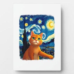 Orange Katze Selfie  Sternennacht Katzenmutter Kat Fotoplatte