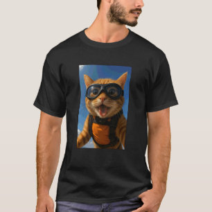 Orange Katze Sky Diving Taucher Tierliebhaber Zoo  T-Shirt