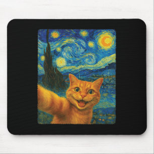 Orange Katze Sternennacht Van Gogh Selfie Katzenmu Mousepad