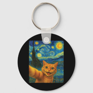 Orange Katze Sternennacht Van Gogh Selfie Katzenmu Schlüsselanhänger