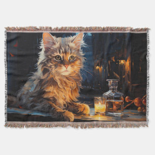 Orange Katze und Café-Terrasse bei Nacht inspirier Decke
