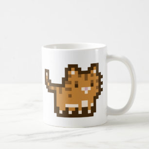 Orange Katzen-Pixel-Kunst-Tasse Kaffeetasse