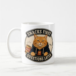 Orange Katzenbecher | Snacks zuerst, Fragen später Kaffeetasse