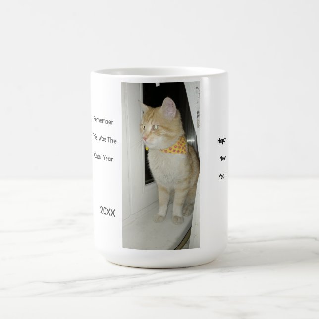 Orange Katzenfoto Text  Kaffeetasse (Mittel)
