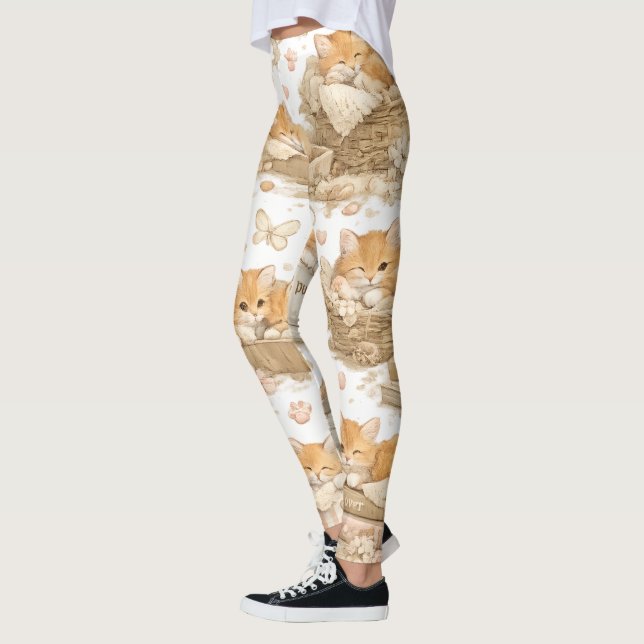 Orange Katzenmuster Leggings (Links)