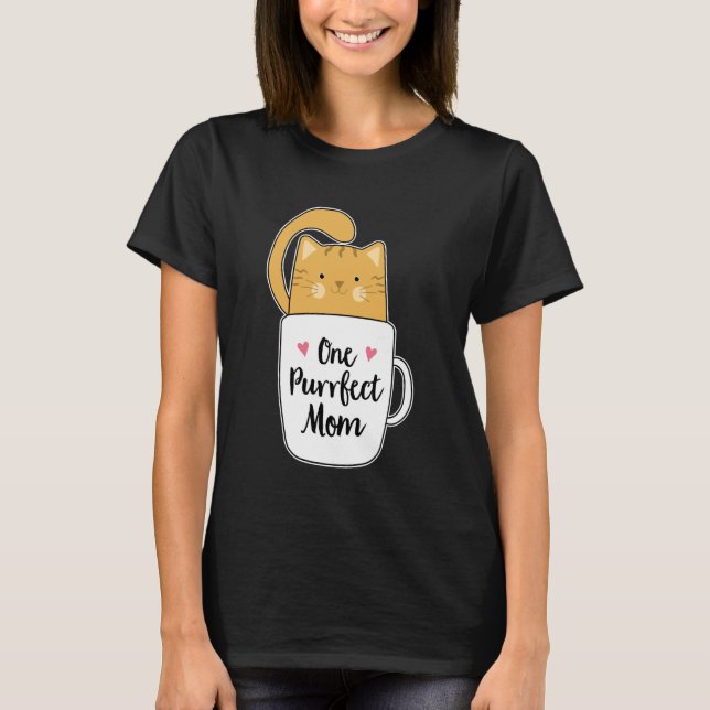Orange Katzenmutter Kaffee Lustiger Muttertag T-Shirt (Vorderseite)
