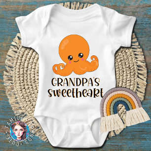 Orange Kawaii Octopus Baby Strampler
