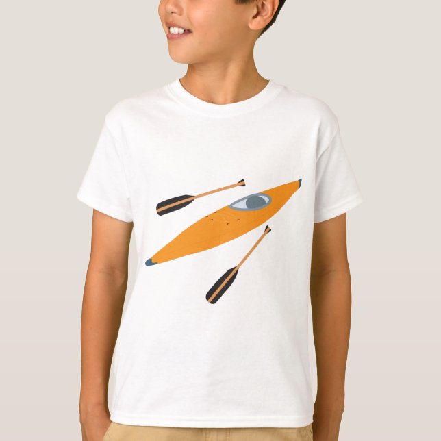 Orange Kayak mit Oars T-Shirt (Vorderseite)