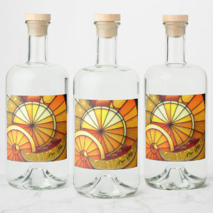 Orange-Keile aus festem Glas Alkoholflaschenetikett