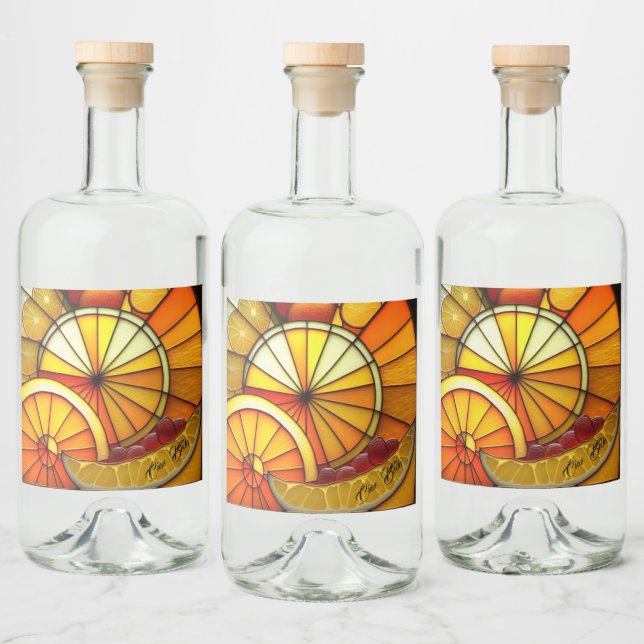 Orange-Keile aus festem Glas Alkoholflaschenetikett (Flaschen)