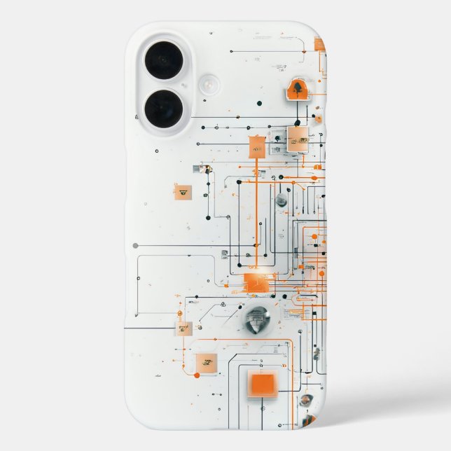 Orange-Kern-Schaltplan iPhone 16 Hülle (Rückseite)