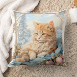 Orange Kitten Blue Clothing Kissen
