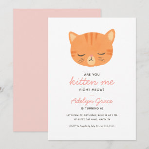 Orange Kitten Girl Birthday Einladung