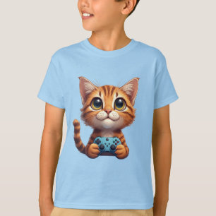 Orange Kitten mit Spielcontroller Gamer-Katze T-Shirt