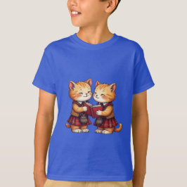 Orange Kitties Reading Burns Night T-Shirt