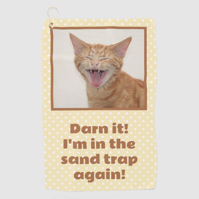 Orange Kitty - Darn it, ich bin wieder in der Sand Golfhandtuch (Vorderseite)