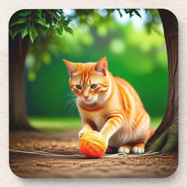 Orange Kitty Getränkeuntersetzer (Vorderseite)
