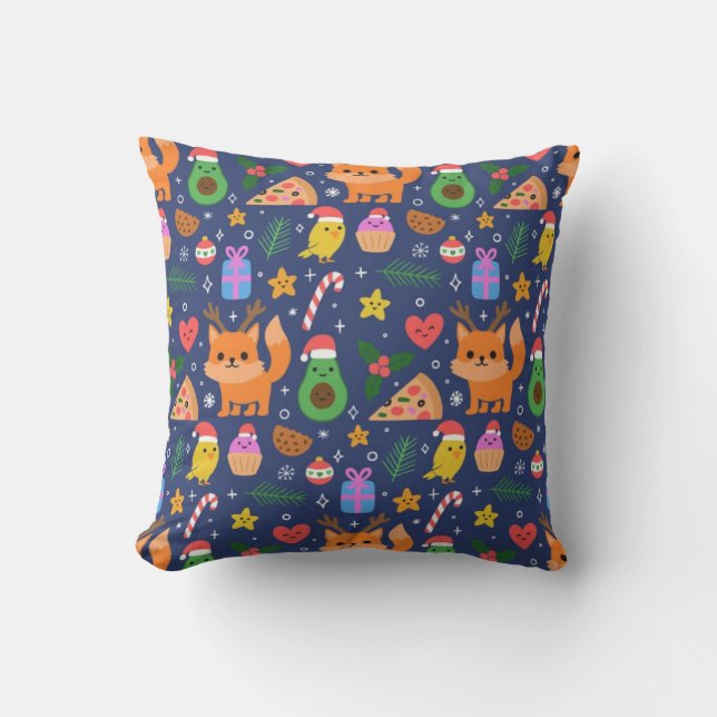Orange Kitty und Christmas Leckereien Kissen (Vorderseite)