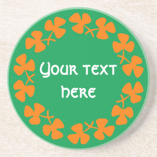 Orange Kleeblätter Border Add Text Sandstein Untersetzer