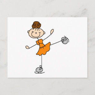 Orange Kleid Figur Eisläufer T-Shirts und Geschenk Postkarte