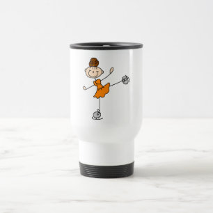 Orange Kleid Figur Eisläufer T-Shirts und Geschenk Reisebecher