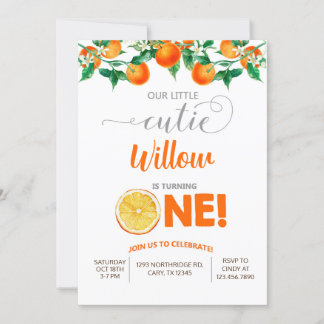 Orange kleine Süsse Mädchen Geburtstagseinladung. Einladung