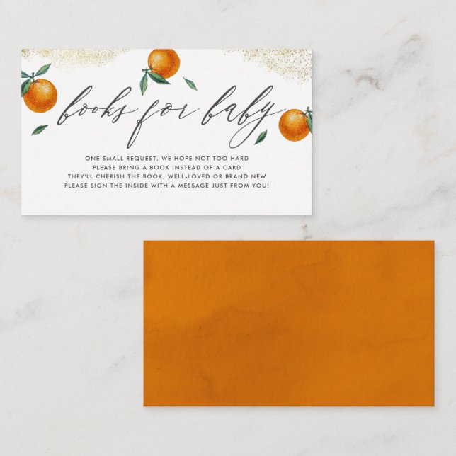 Orange kleine Süsse Script Books für Baby Begleitkarte (Vorne/Hinten)