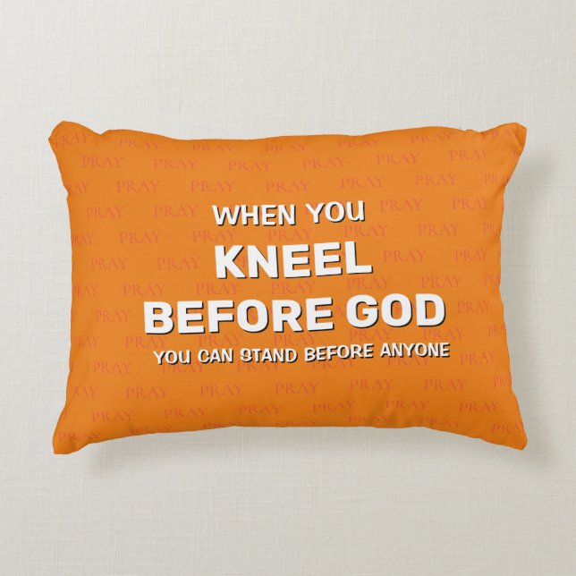 ORANGE KNEEL AVANT DIEU Prière Accent Coussin (Devant)