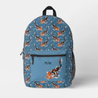 Orange Koi Fisch auf Blauen Waves Gemustert