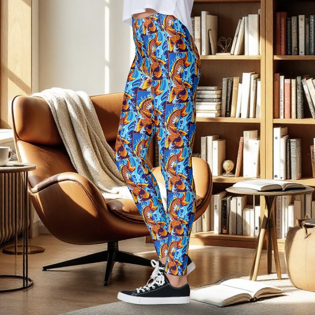 Orange Koi Fish Blue Leggings (Von Creator hochgeladen)