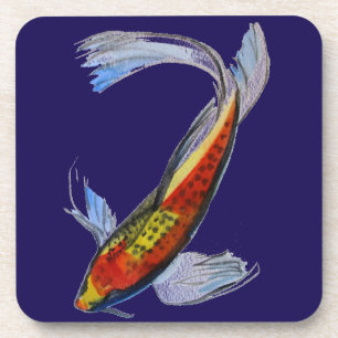 Orange Koi japanische Wasserfarbe-Karpfenkunst Getränkeuntersetzer
