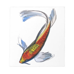 Orange Koi Japanischer Aquarellkarpfen Notizblock