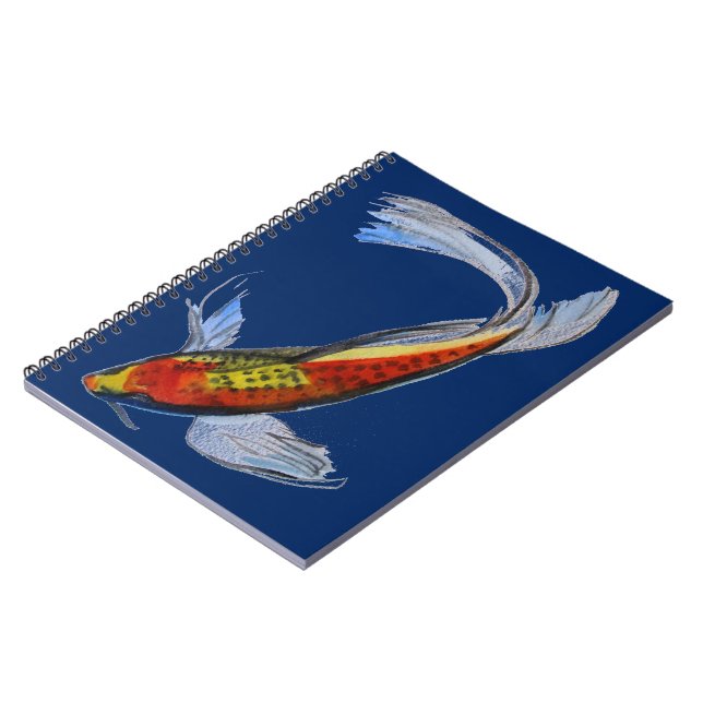 Orange Koi Japanischer Aquarellkarpfen Notizblock (Linke Seite)