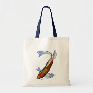 Orange Koi Japanischer Aquarellkarpfen Tragetasche
