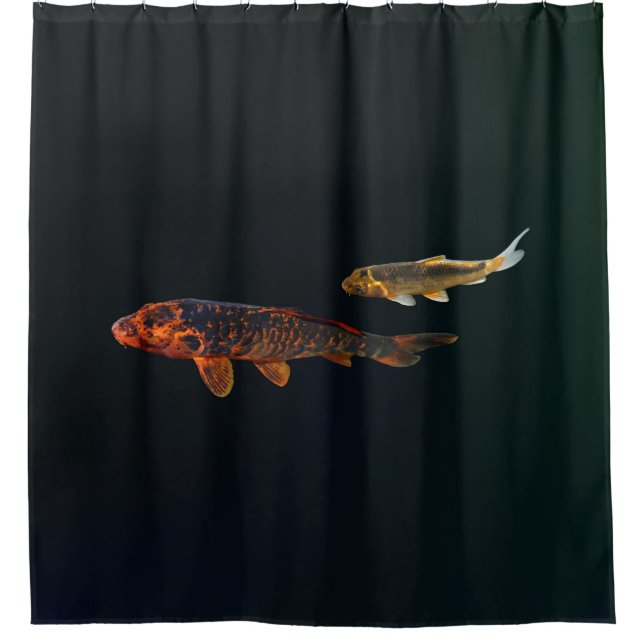 Orange Koi und Gold Koi Duschvorhang (Vorderseite)