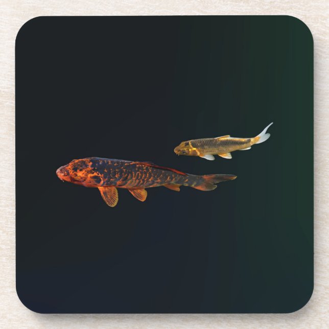 Orange Koi und Gold Koi Getränkeuntersetzer (Vorderseite)