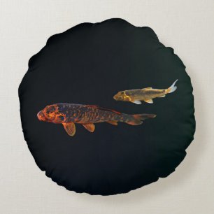 Orange Koi und Gold Koi Rundes Kissen