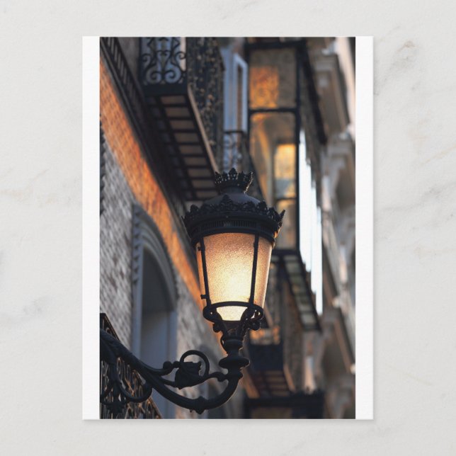 Orange Kolonial Street Lampe Madrid Postkarte (Vorderseite)