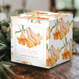 Orange Korallenlilie Blumen Aquarell Kunst Hochzei Geschenkschachtel
