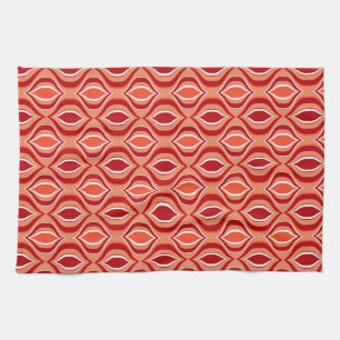 Orange, korallenrote, braune Diamantmuster. Geschirrtuch