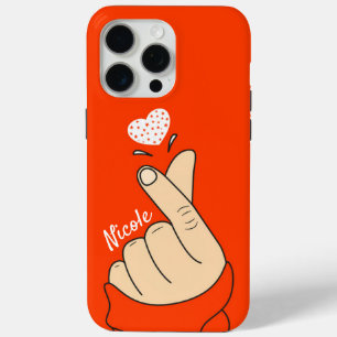 Orange Korean Finger Liebe Herzsignelle Lichthaut Case-Mate iPhone Hülle