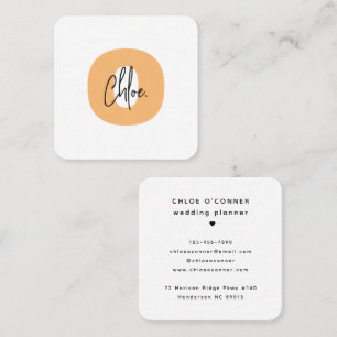 Orange Kreis Monogramm Hochzeitsplaner Quadratische Visitenkarte