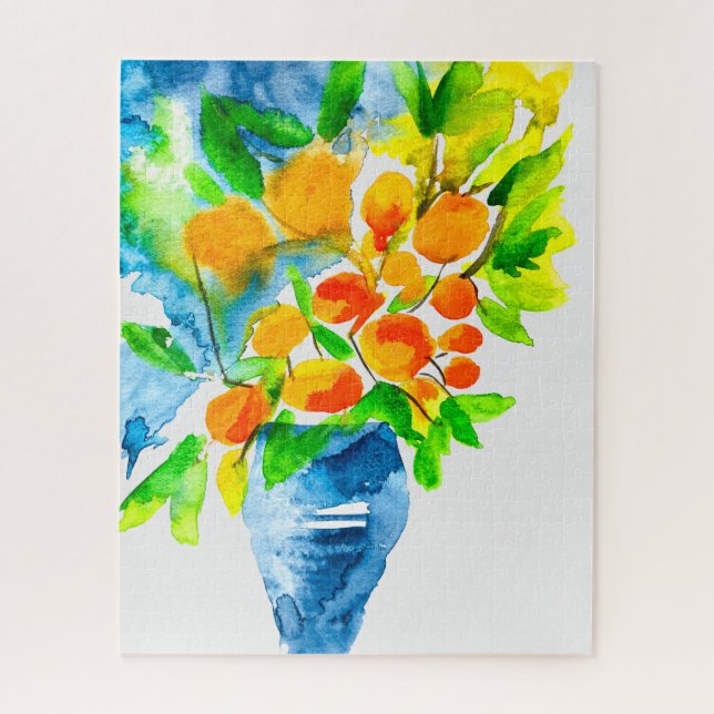 Orange kumquat frucht art watercolor (Vertikal)