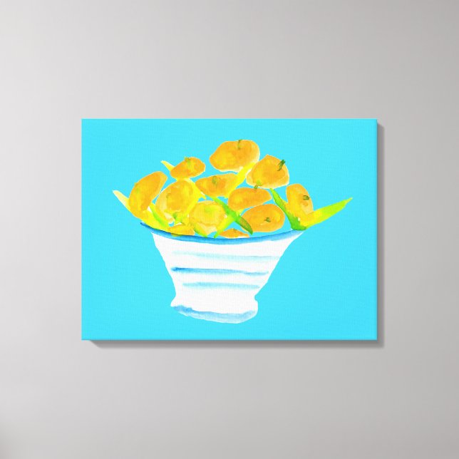 Orange Kumquats Aquarellfrucht Leinwanddruck (Vorderseite)