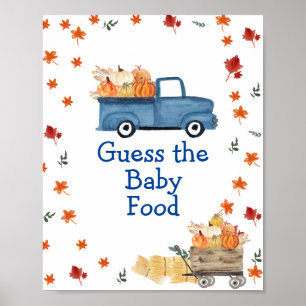 Orange Kürbis Blaues Lastwagen Errate das Babynahr Poster