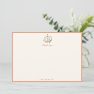 Orange Kürbis Blumen Herbst Baby Shower Benutzerde Dankeskarte